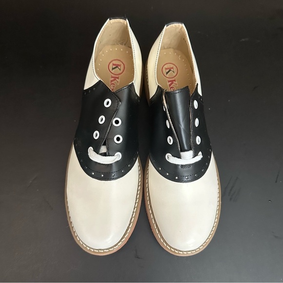 Kesco Black White Lace-up Saddle Shoes Uniform Halloween 50’s READ Size 10-10.5B